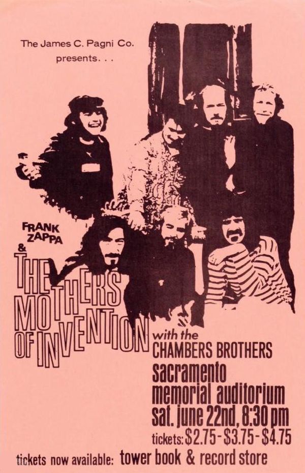 Frank Zappa & the Mothers of Invention Community Concourse Pink Handbill 1968