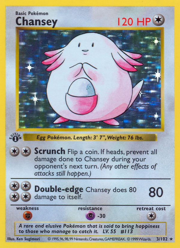 Chansey (3/102) - Base (1st Edition) Pokémon Card