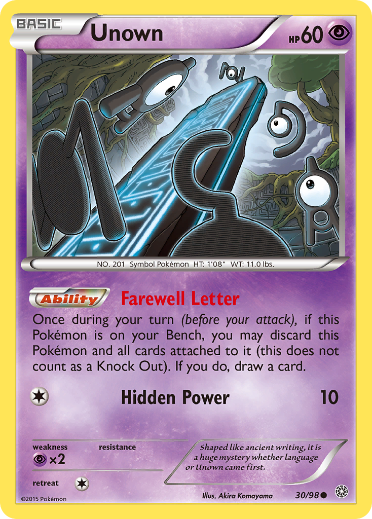 Unown (30/98) - Ancient Origins Pokémon Card