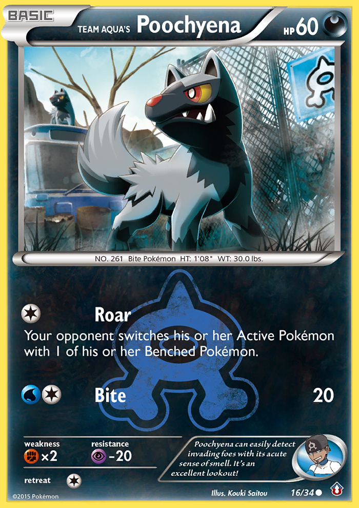 Team Aqua's Poochyena (16/34) - Double Crisis Pokémon Card