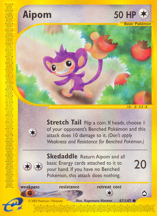 Aipom (67/147) - Aquapolis Pokémon Card