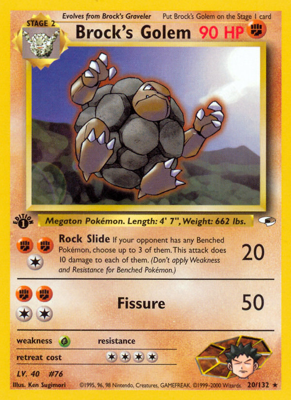 Brock's Golem (20/132) - Gym Heroes (1st Edition) Pokémon Card