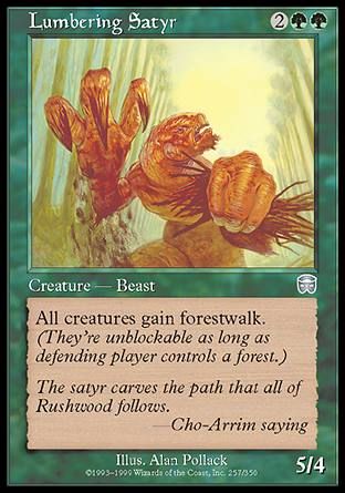 Lumbering Satyr (Mercadian Masques) Trading Card