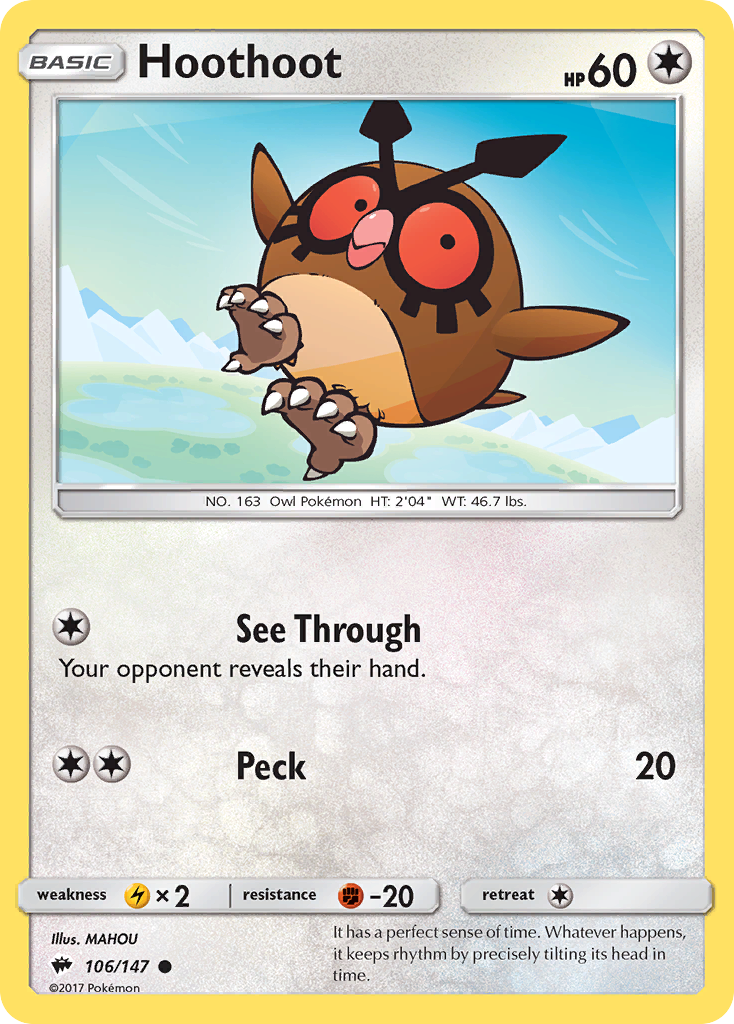 Hoothoot (106/147) - Burning Shadows Pokémon Card