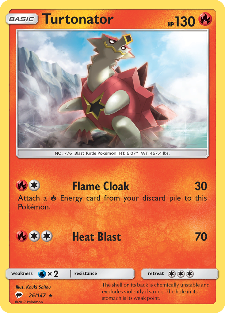 Turtonator (26/147) - Burning Shadows Pokémon Card