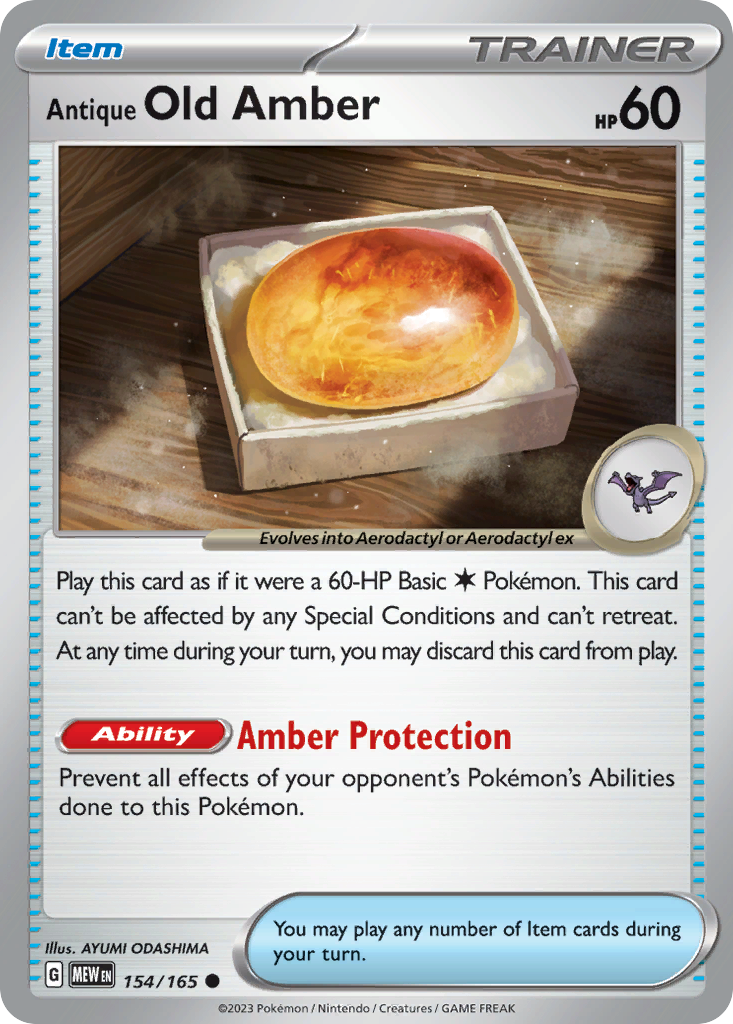 Antique Old Amber (Trainer: Item) (154/165) - 151 Pokémon Card