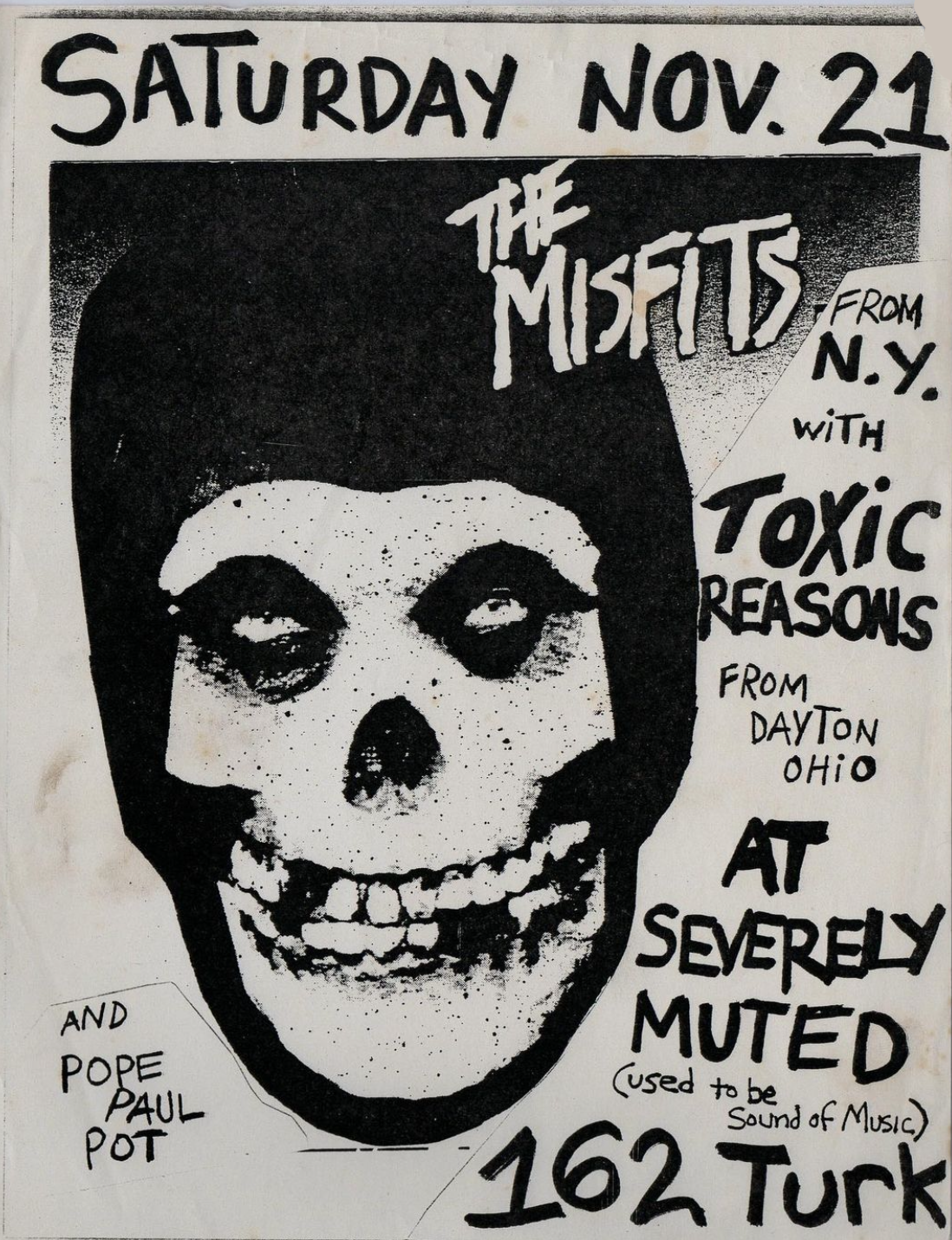 Misfits Severely Muted 1981 Concert Poster