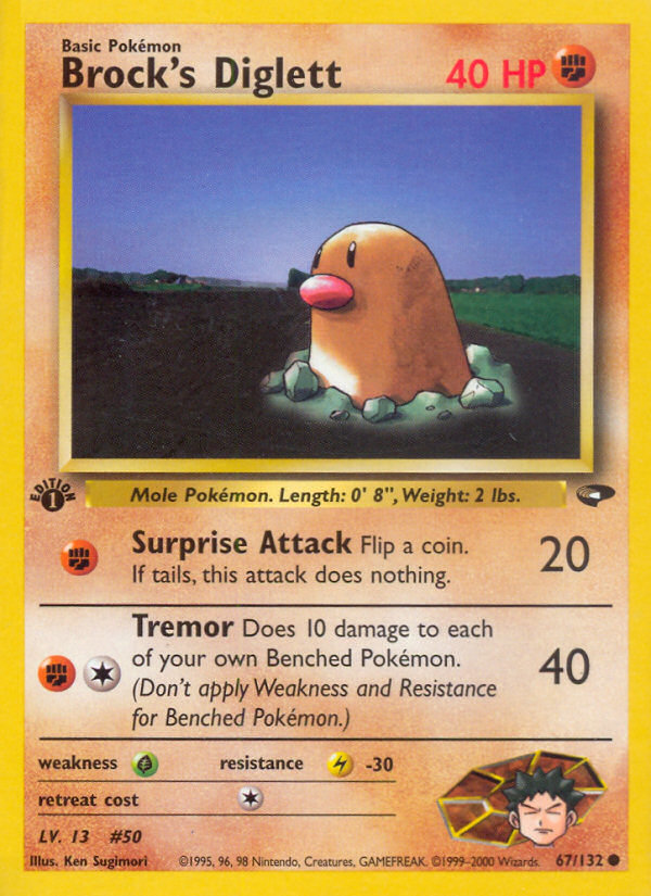 Brock's Diglett (67/132) - Gym Challenge (1st Edition) Pokémon Card