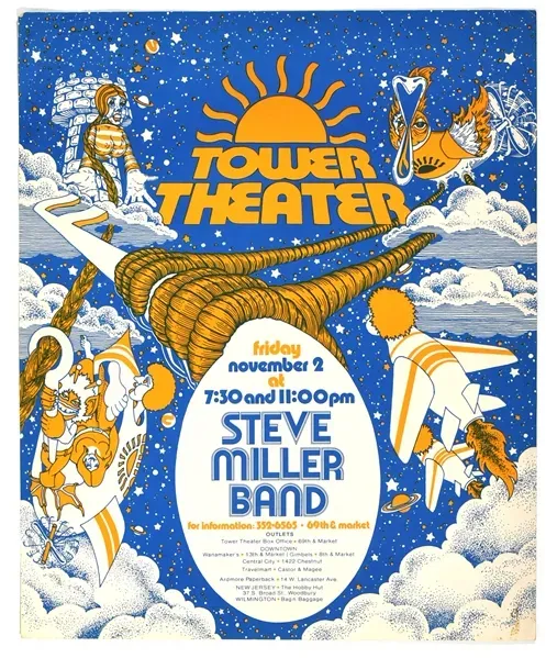 Steve Miller Band Tower Theater 1973 Concert Poster