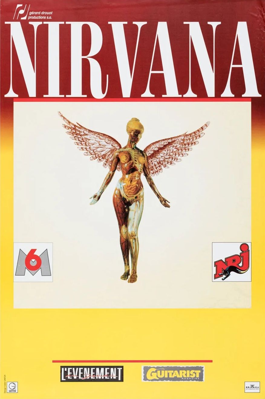 Nirvana French Tour Blank 1994 Concert Poster