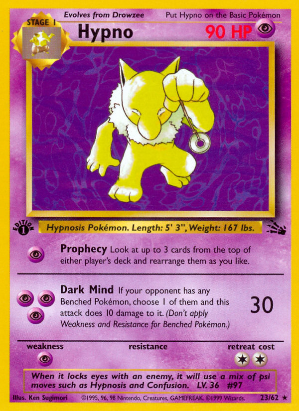 Hypno (23/62) - Fossil (1st Edition) Pokémon Card