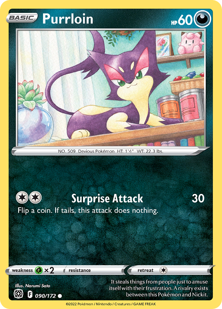 Purrloin (90/172) - Brilliant Stars Pokémon Card