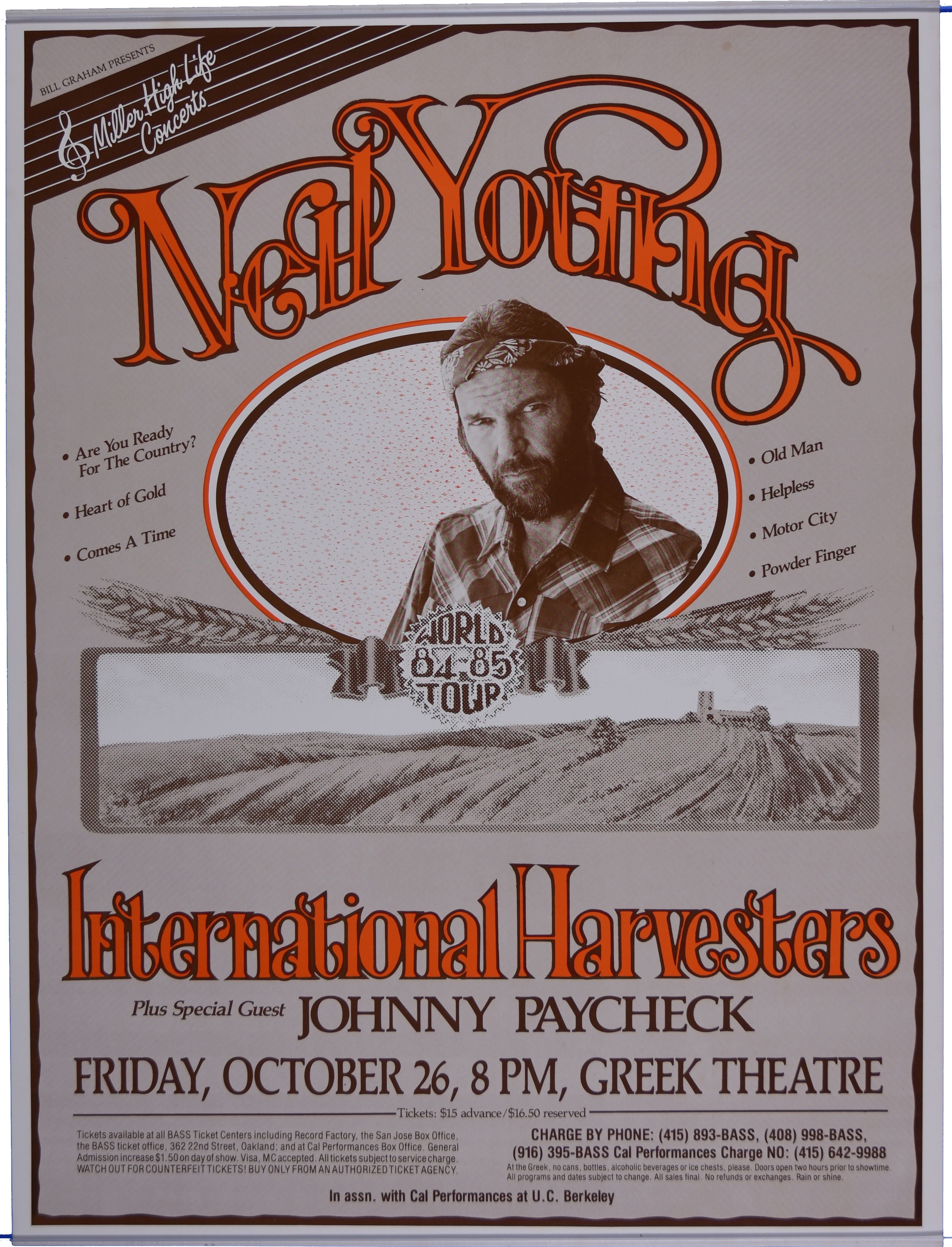 Neil Young & The International Harvesters Greek Theatre 1984 Value