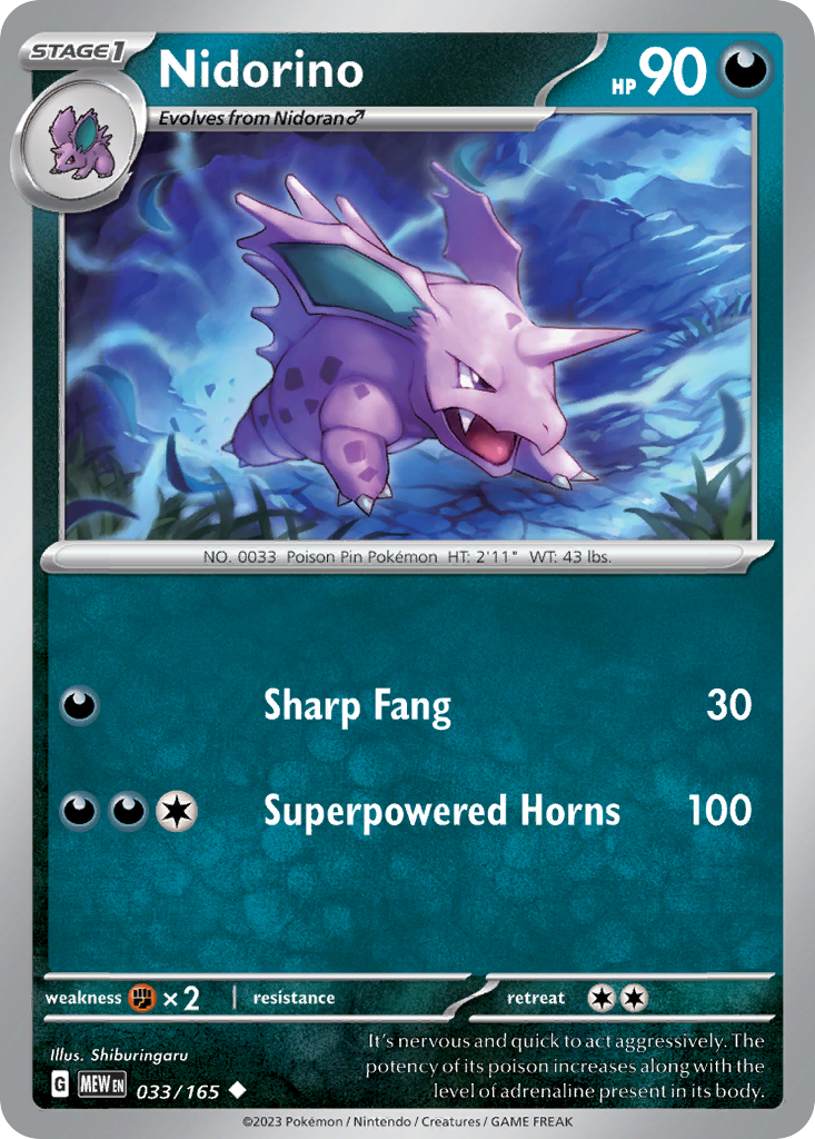 Nidorino (33/165) - 151 Pokémon Card