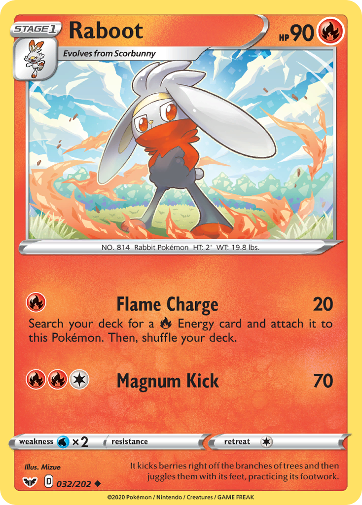 Raboot (32/202) - Sword & Shield Pokémon Card