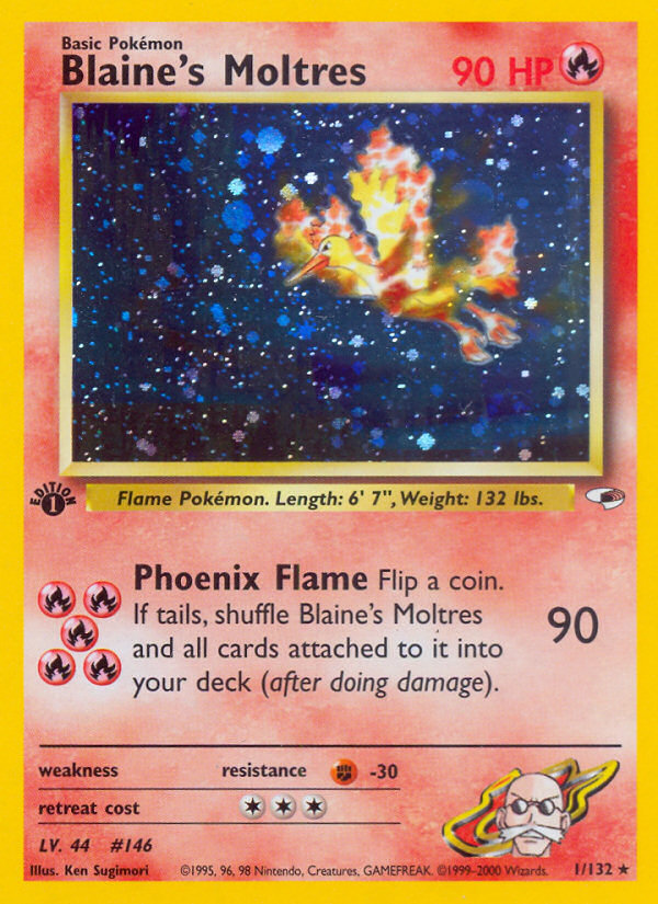 Blaine's Moltres (1/132) - Gym Heroes (1st Edition) Pokémon Card