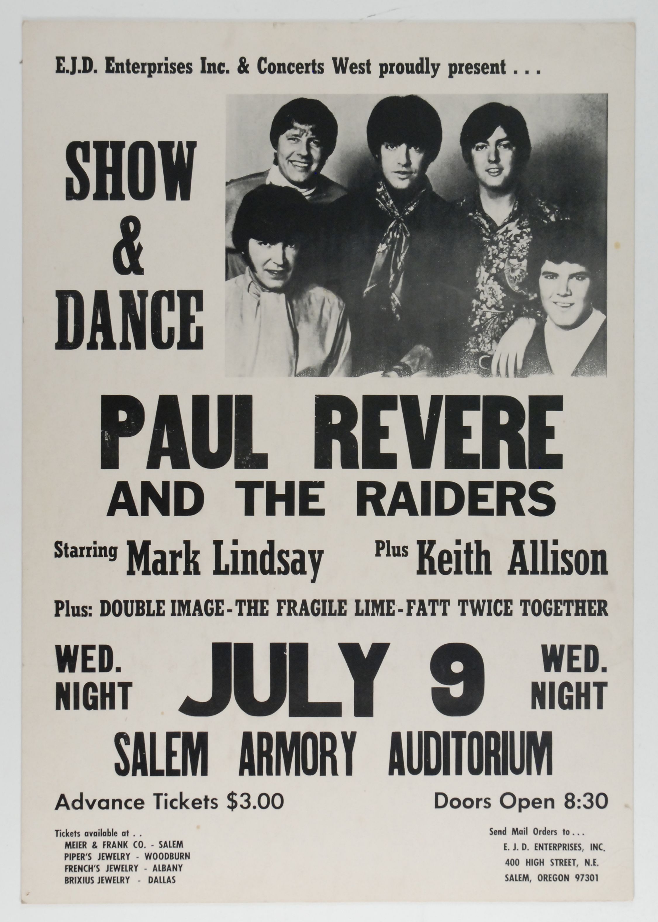 Paul Revere & The Raiders 1965 Concert Poster Upon the Release of, Lot  #89752