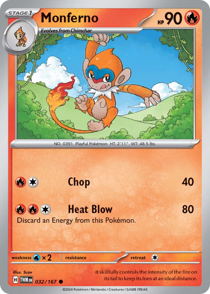 Monferno (32/167) - Twilight Masquerade Pokémon Card