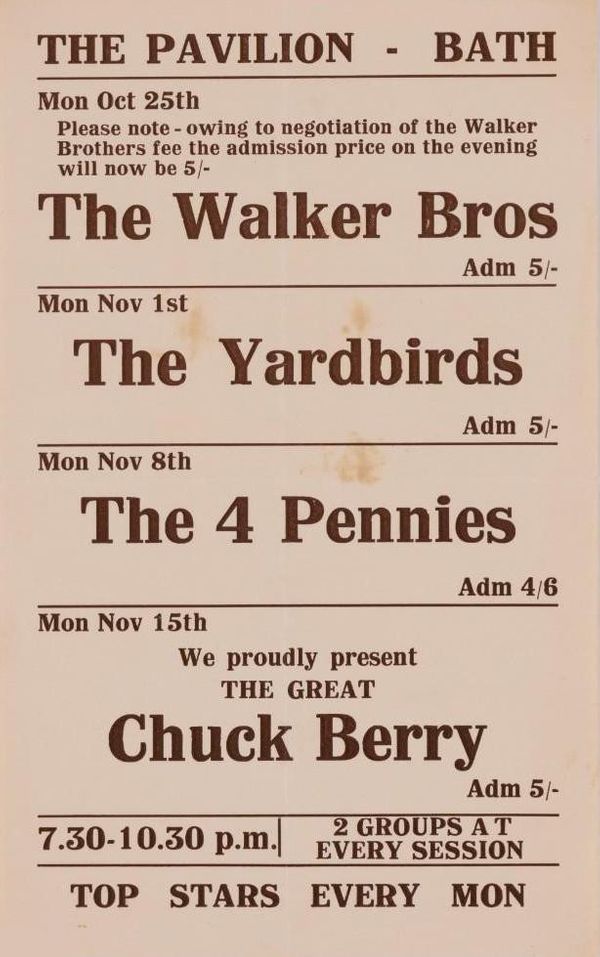 The Yardbirds & Chuck Berry Bath Pavilion Handbill 1964