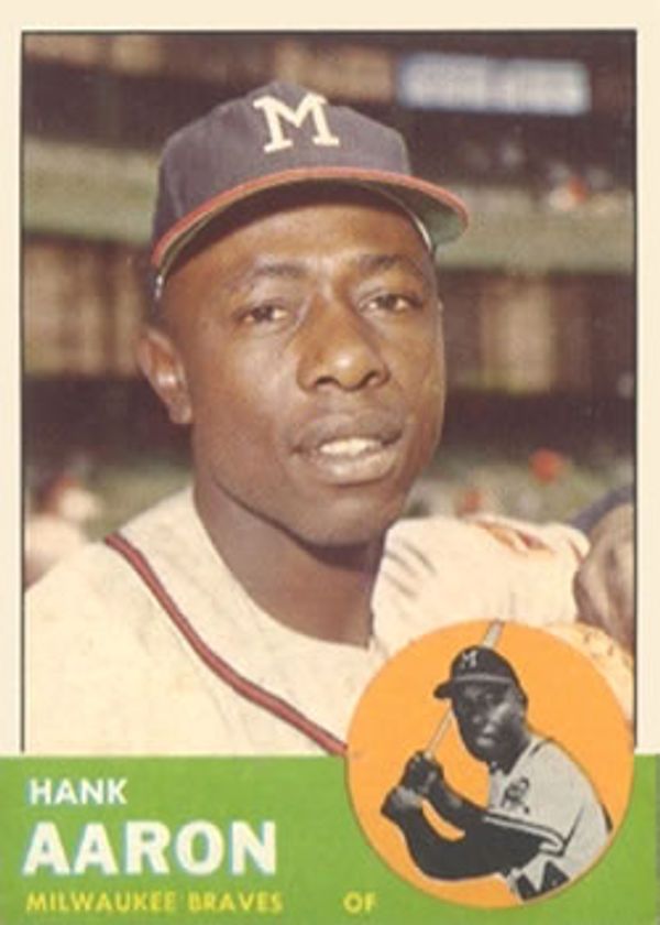 1963 Topps #390 Hank Aaron Milwaukee Braves All Star Baseball