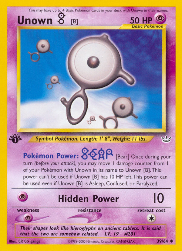 Unown [B] Pokémon Card