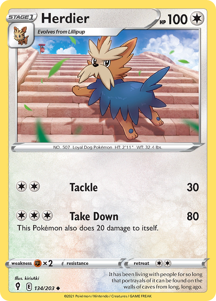 Herdier (134/203) - Evolving Skies Pokémon Card