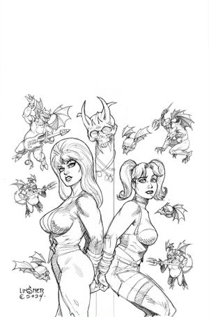Harley Quinn X Elvira #2 (Cvr U Inc 1:10 Joseph Michael Linsner Line Art Virgin Foc Bonus Variant)