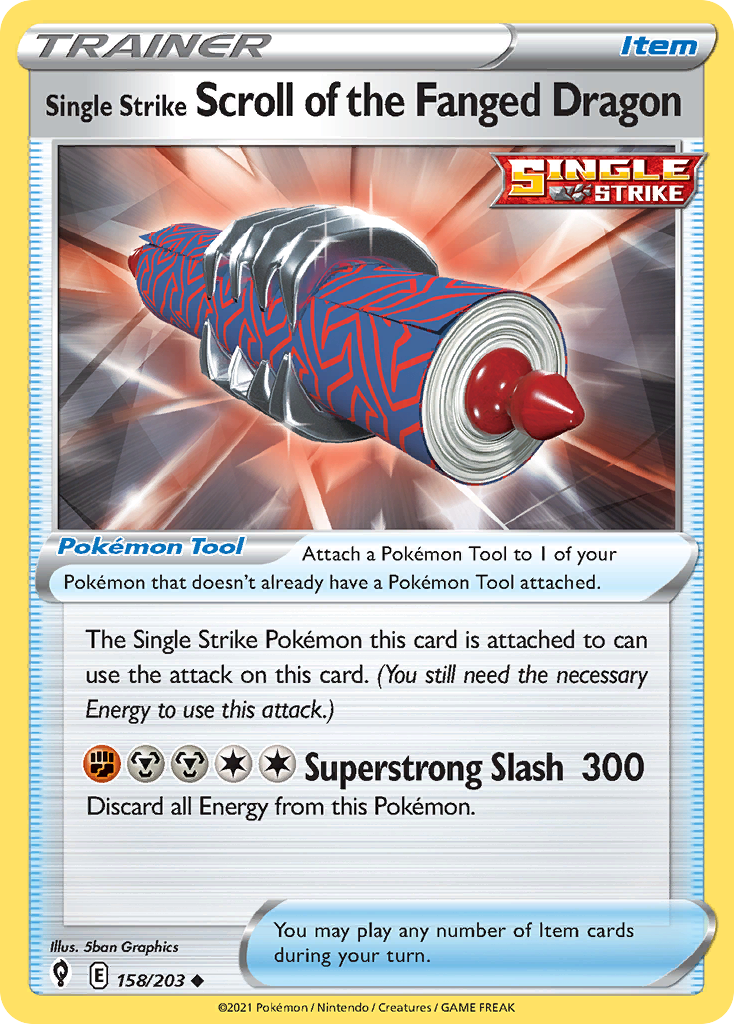 Single Strike Scroll of the Fanged Dragon (Trainer: Item) (158/203) - Evolving Skies Pokémon Card