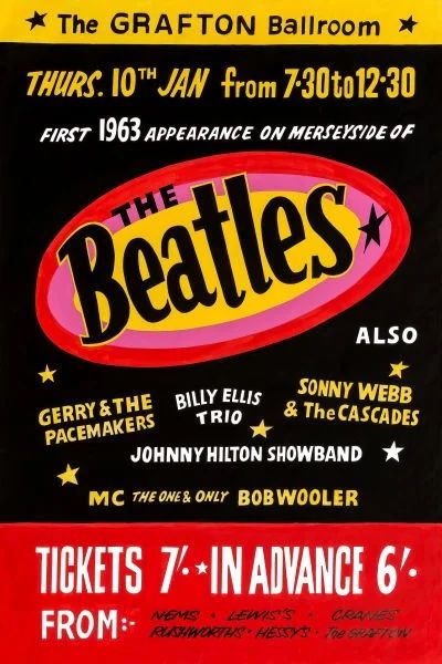 The Beatles Grafton Ballroom 1963 Concert Poster
