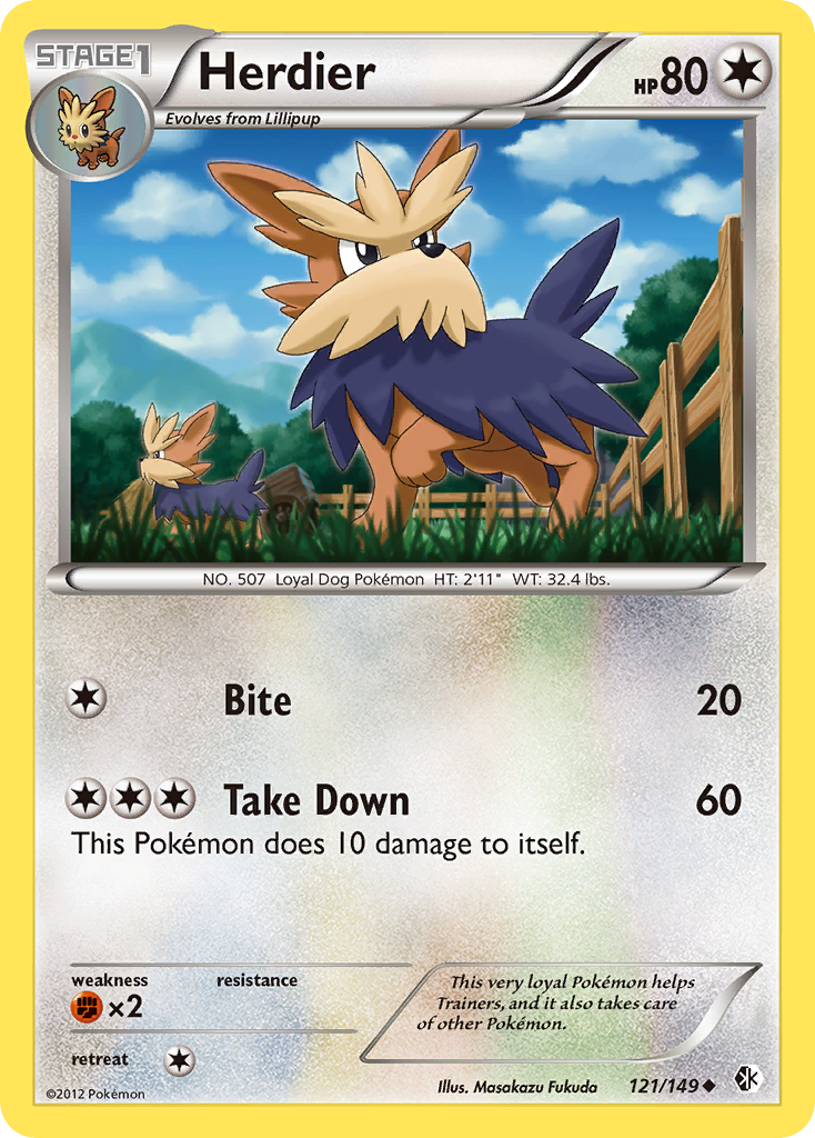 Herdier (121/149) - Boundaries Crossed Pokémon Card