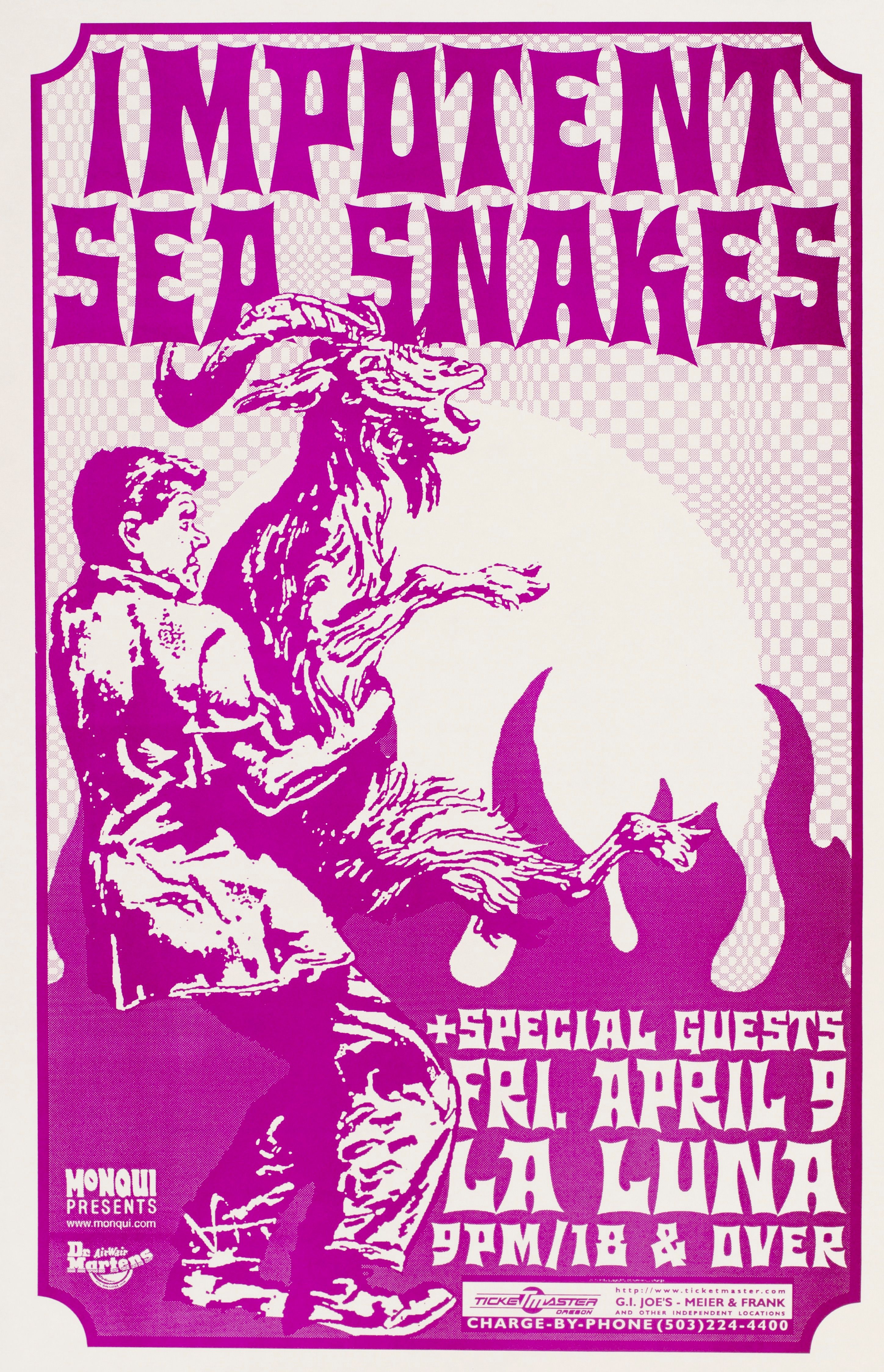 MXP-219.7 Impotent Sea Snakes 1998 La Luna  Apr 9 Concert Poster