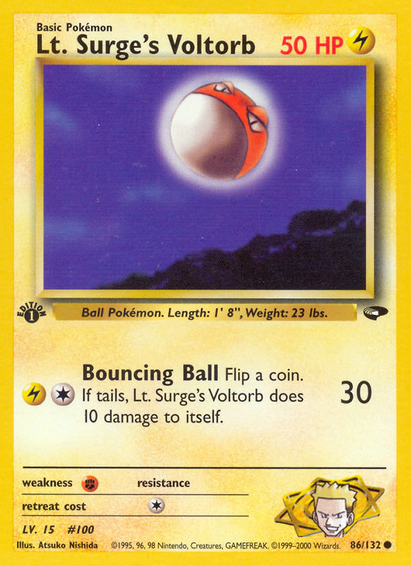 Lt. Surge's Voltorb (86/132) - Gym Challenge (1st Edition) Pokémon Card