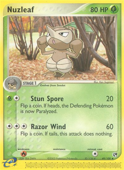 Nuzleaf (49/100) - Sandstorm Pokémon Card