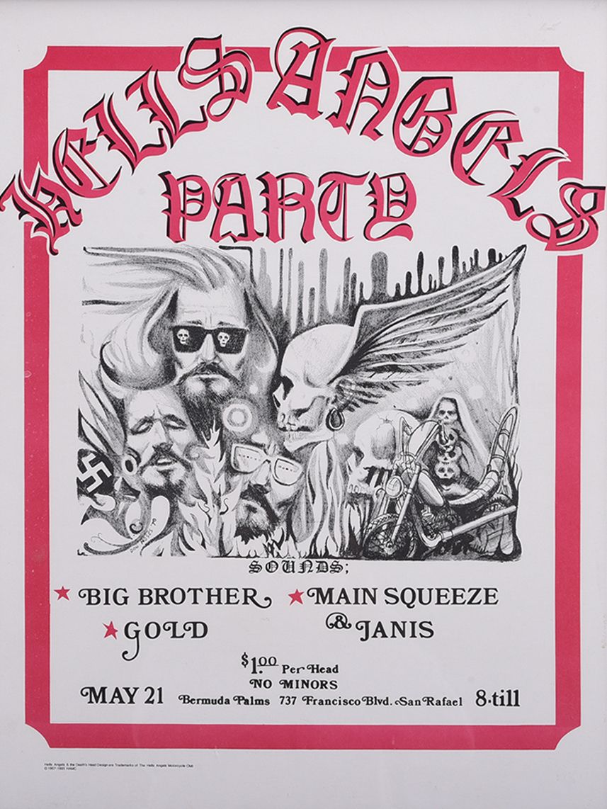 Janis Joplin & Jefferson Airplane Hell's Angels Party 1970 Concert Poster