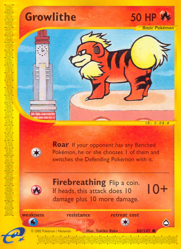 Growlithe (80/147) - Aquapolis Pokémon Card