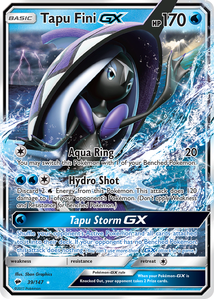 Tapu Fini GX (39/147) - Burning Shadows Pokémon Card