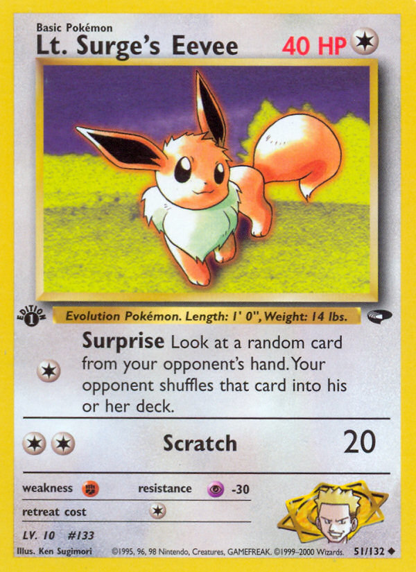 Lt. Surge's Eevee (51/132) - Gym Challenge (1st Edition) Pokémon Card