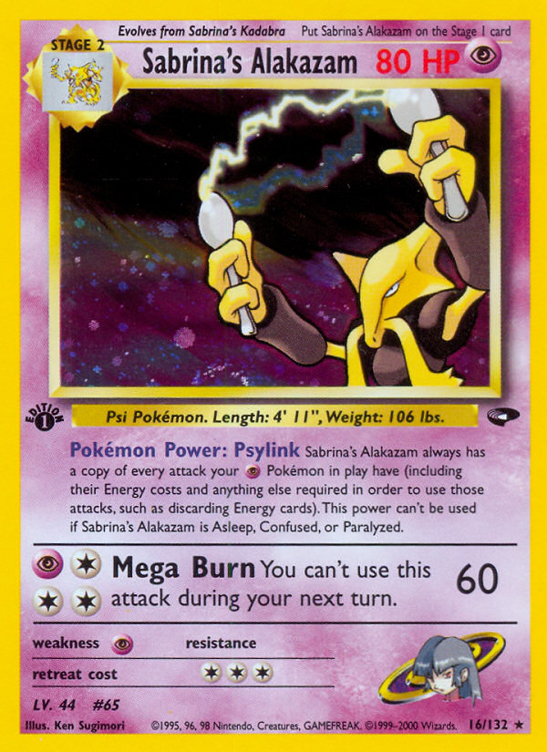 Sabrina's Alakazam (16/132) - Gym Challenge (1st Edition) Pokémon Card