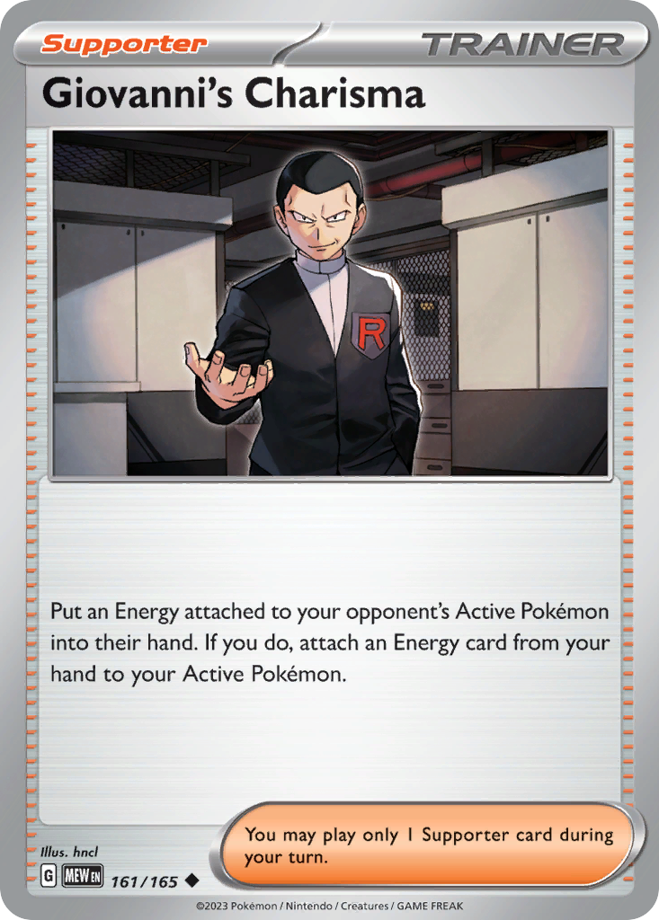 Giovanni's Charisma (Trainer: Supporter) (161/165) - 151 Pokémon Card