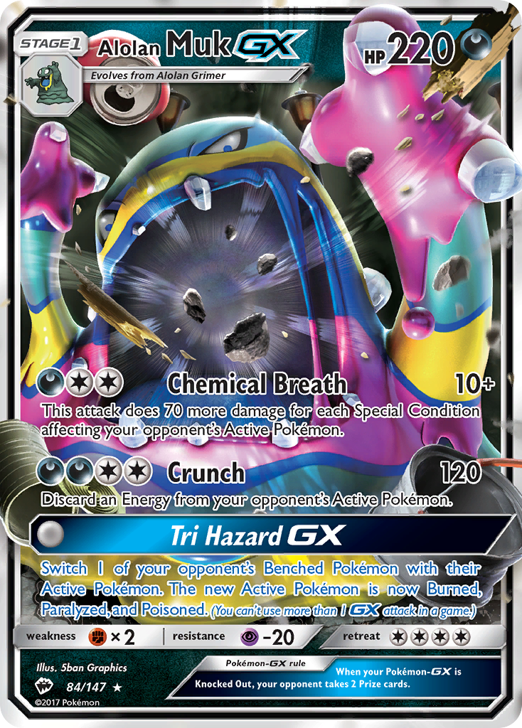 Alolan Muk GX (84/147) - Burning Shadows Pokémon Card