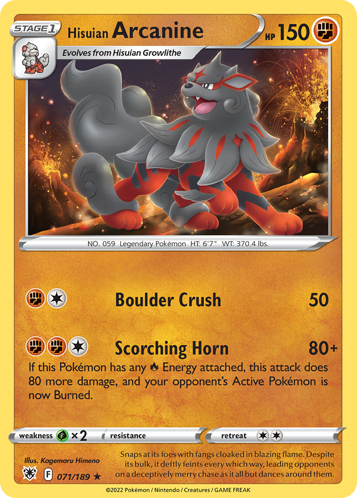 Hisuian Arcanine (71/189) - Astral Radiance Pokémon Card