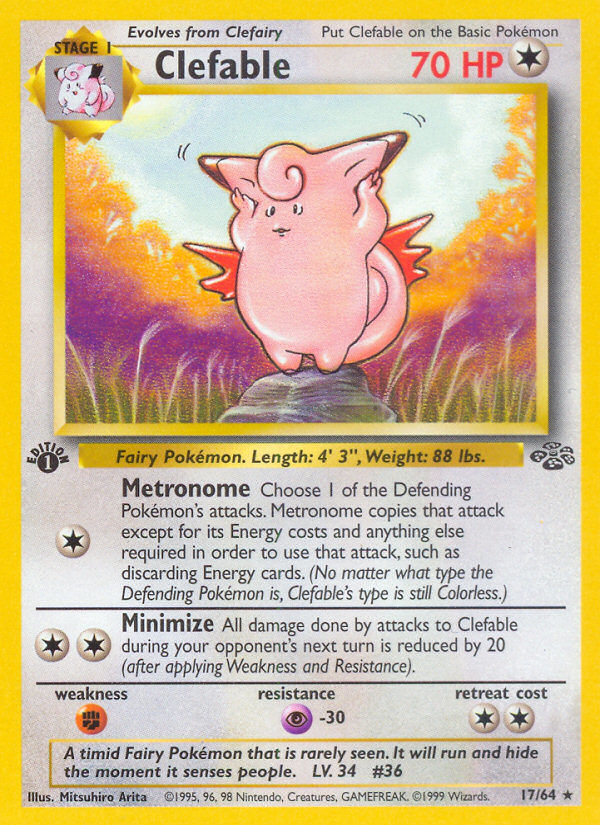 Clefable (17/64) - Jungle (1st Edition) Pokémon Card