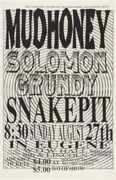 Mudhoney WOW Hall 1989 Concert Poster