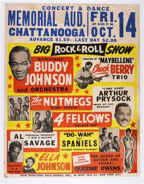 Chuck Berry & Buddy Johnson Memorial Auditorium 1955 Concert Poster