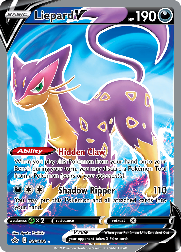 Liepard V (180/198) - Chilling Reign Pokémon Card