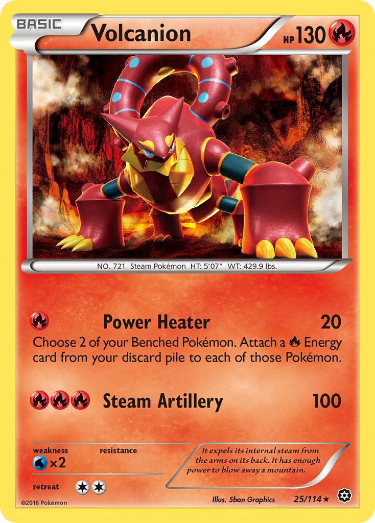 Volcanion (25/114) - Steam Siege Pokémon Card