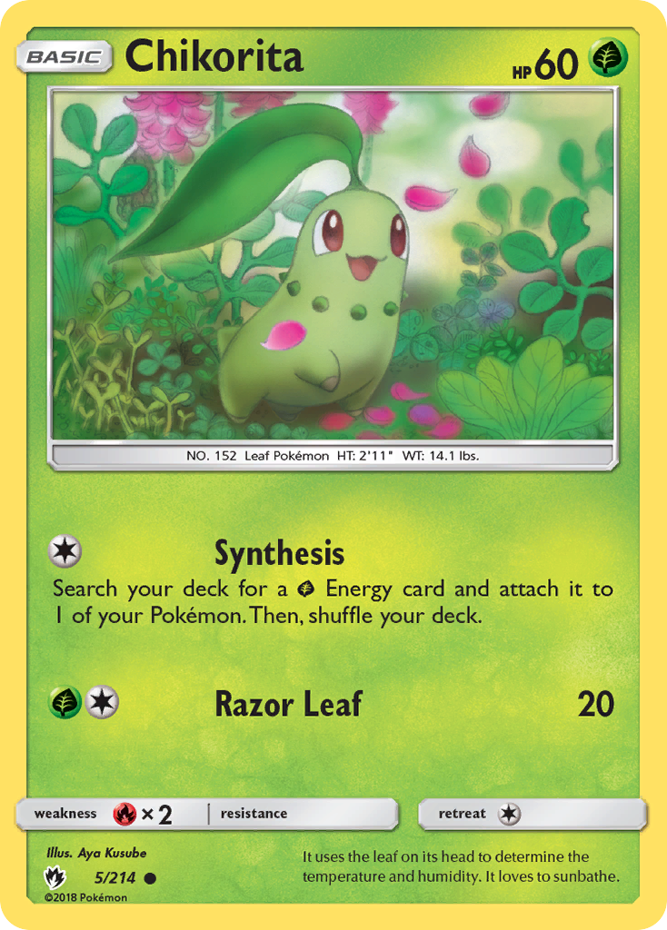 Chikorita (5/214) - Lost Thunder Pokémon Card