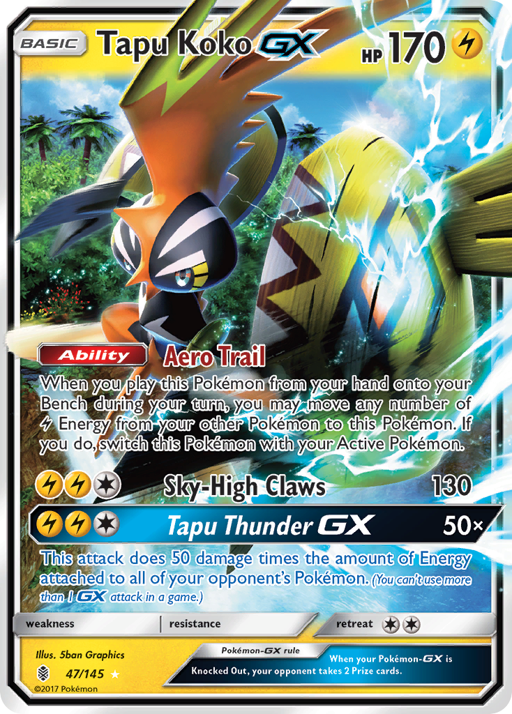 Tapu Koko GX (47/145) - Guardians Rising Pokémon Card