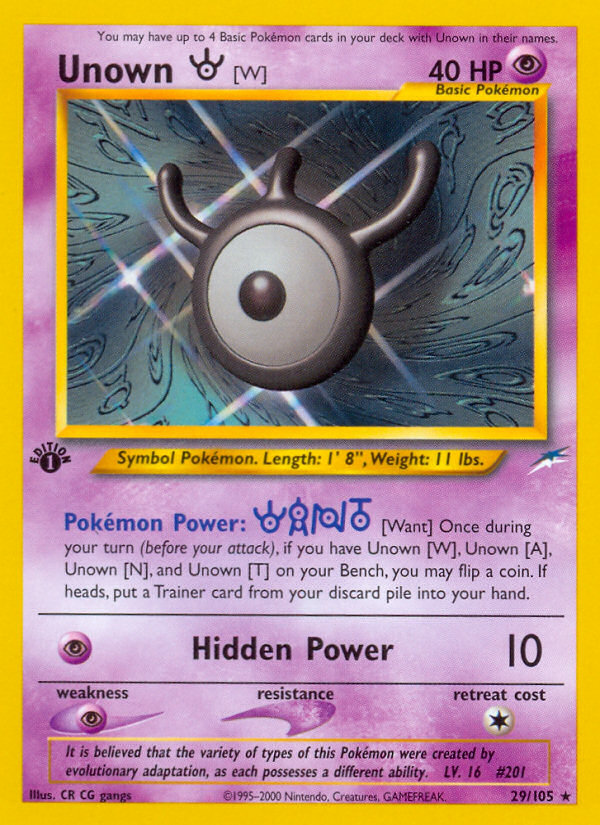 Unown [W] Pokémon Card