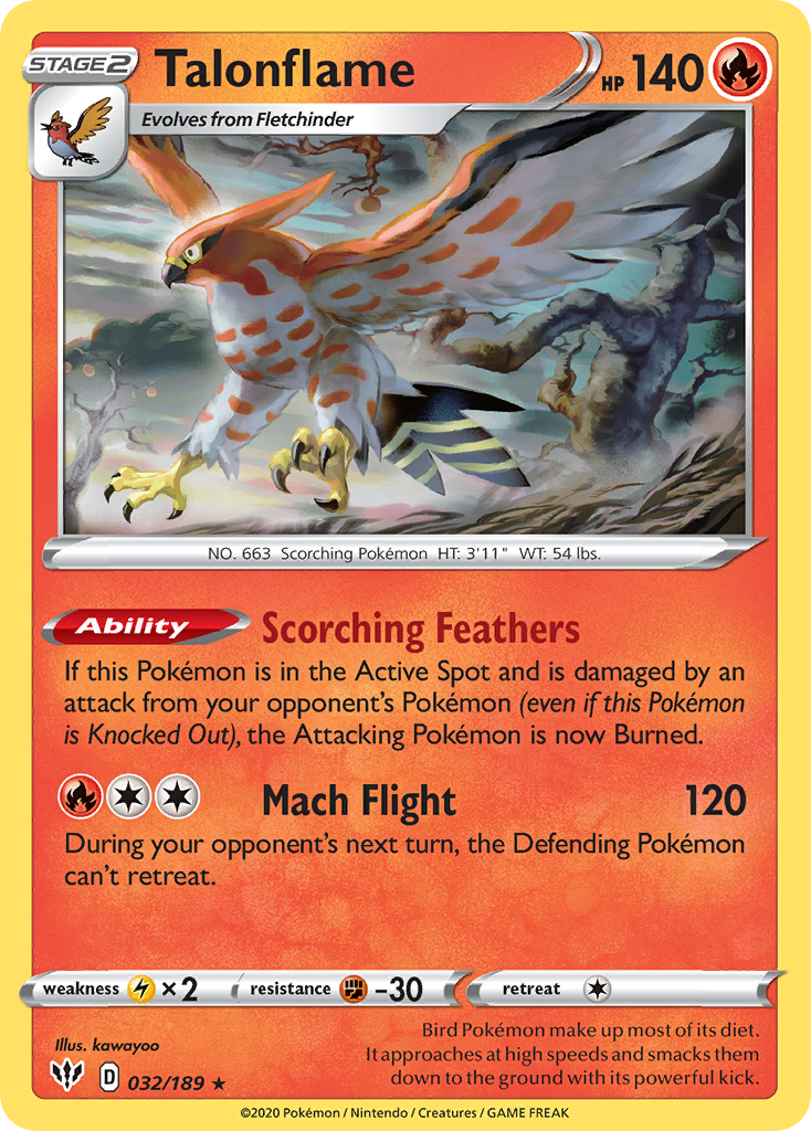 Talonflame (32/189) - Darkness Ablaze Pokémon Card